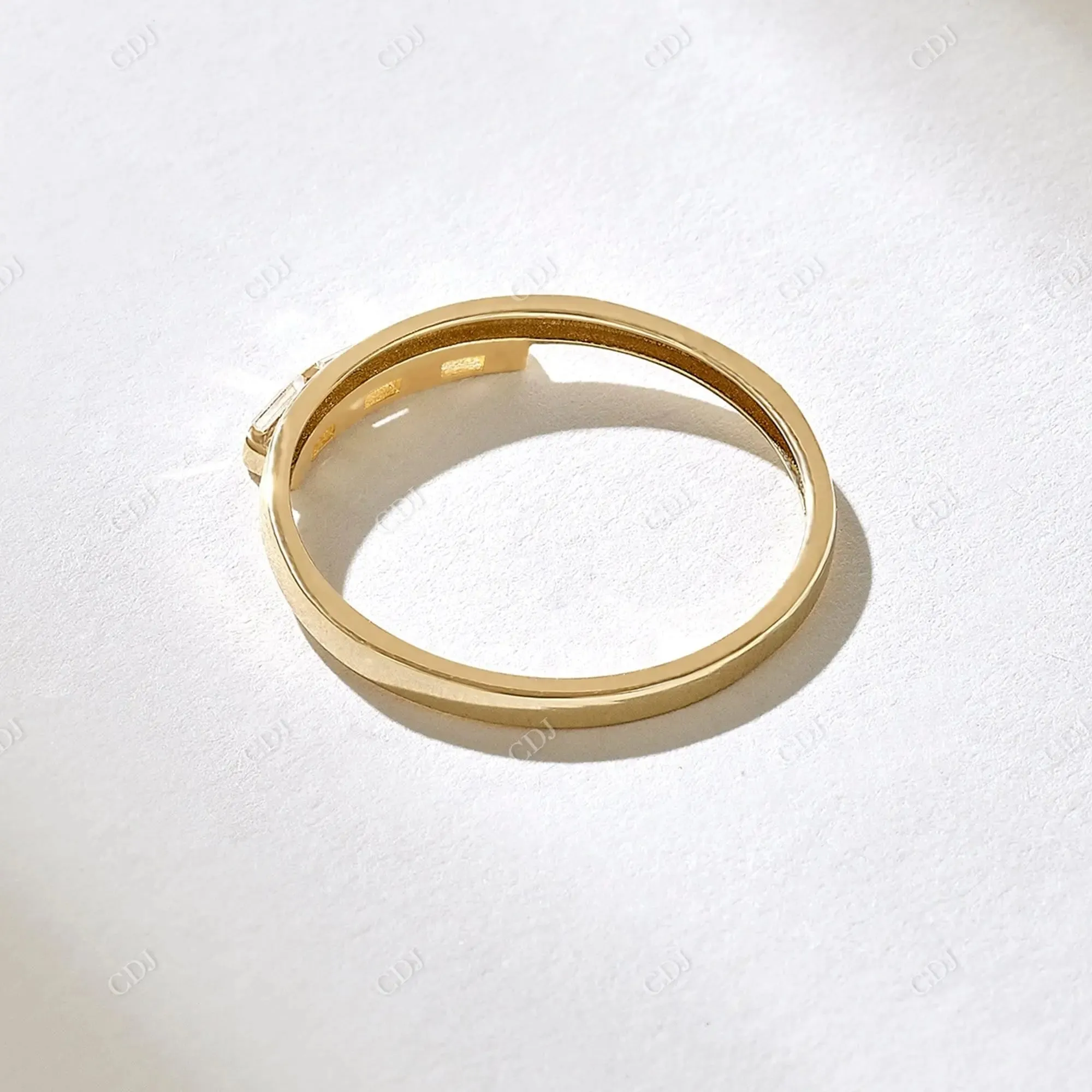 0.15CTW Baguette Cut Lab Grown Diamond Three Stone Wedding Band