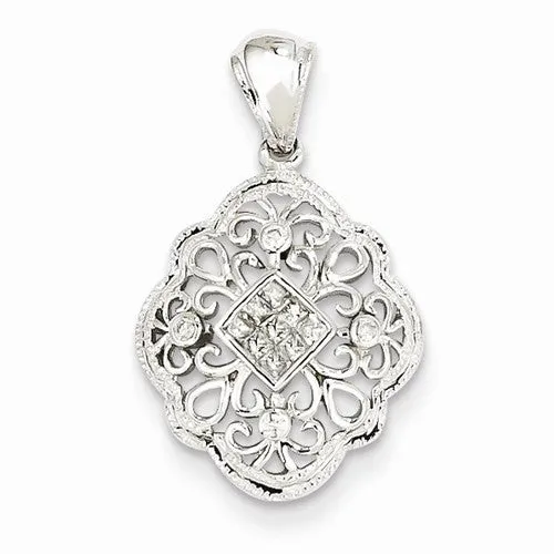 14k White Gold Diamond Vintage pendant