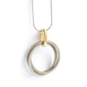 18ct white and yellow gold contemporary Russian style necklace