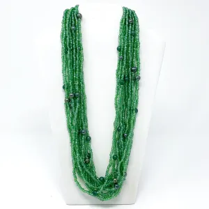 27" Green Glass Bead Necklace (Dozen)