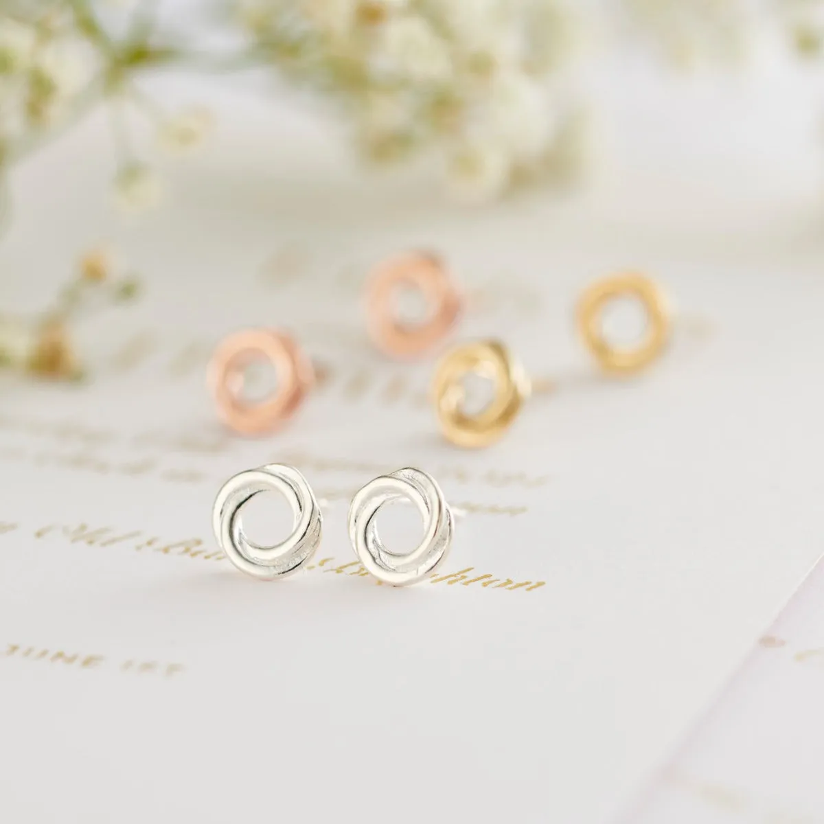 9ct Gold Russian Ring Eternity Stud Earrings