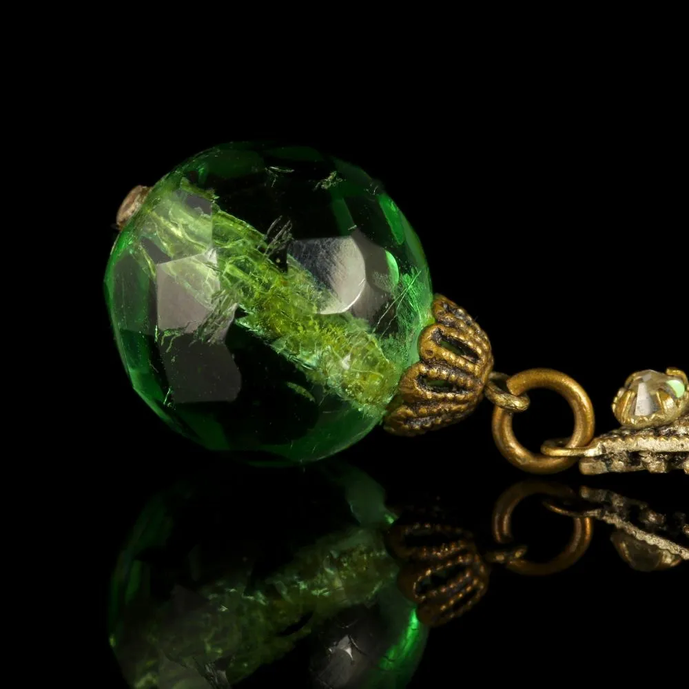 Antique Victorian Green Paste Necklace Filigree 1900
