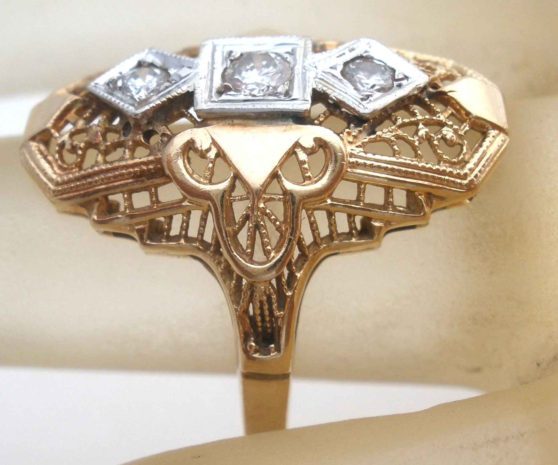 Art Deco 14K Yellow Gold Diamond Ring Size 7