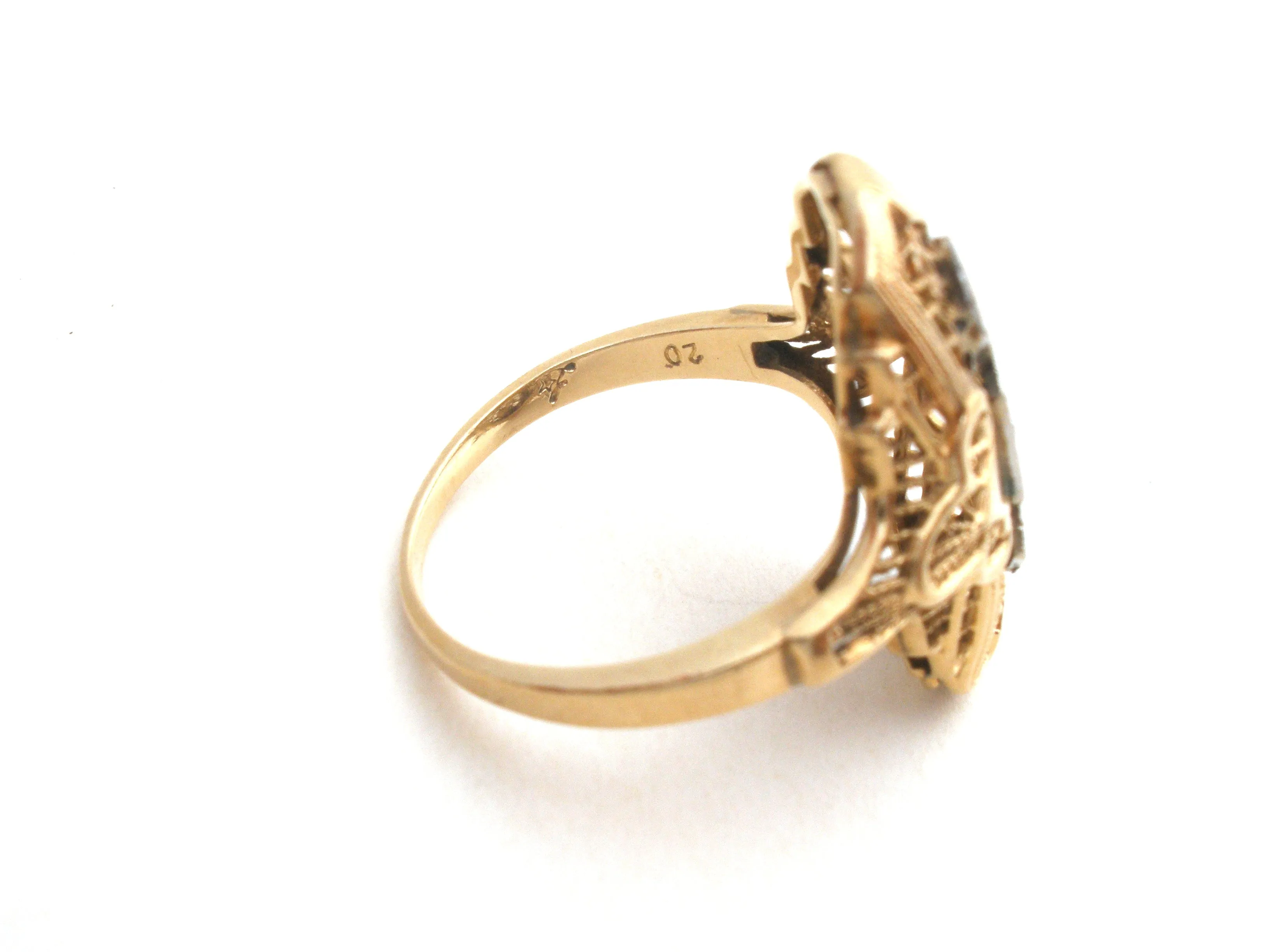 Art Deco 14K Yellow Gold Diamond Ring Size 7