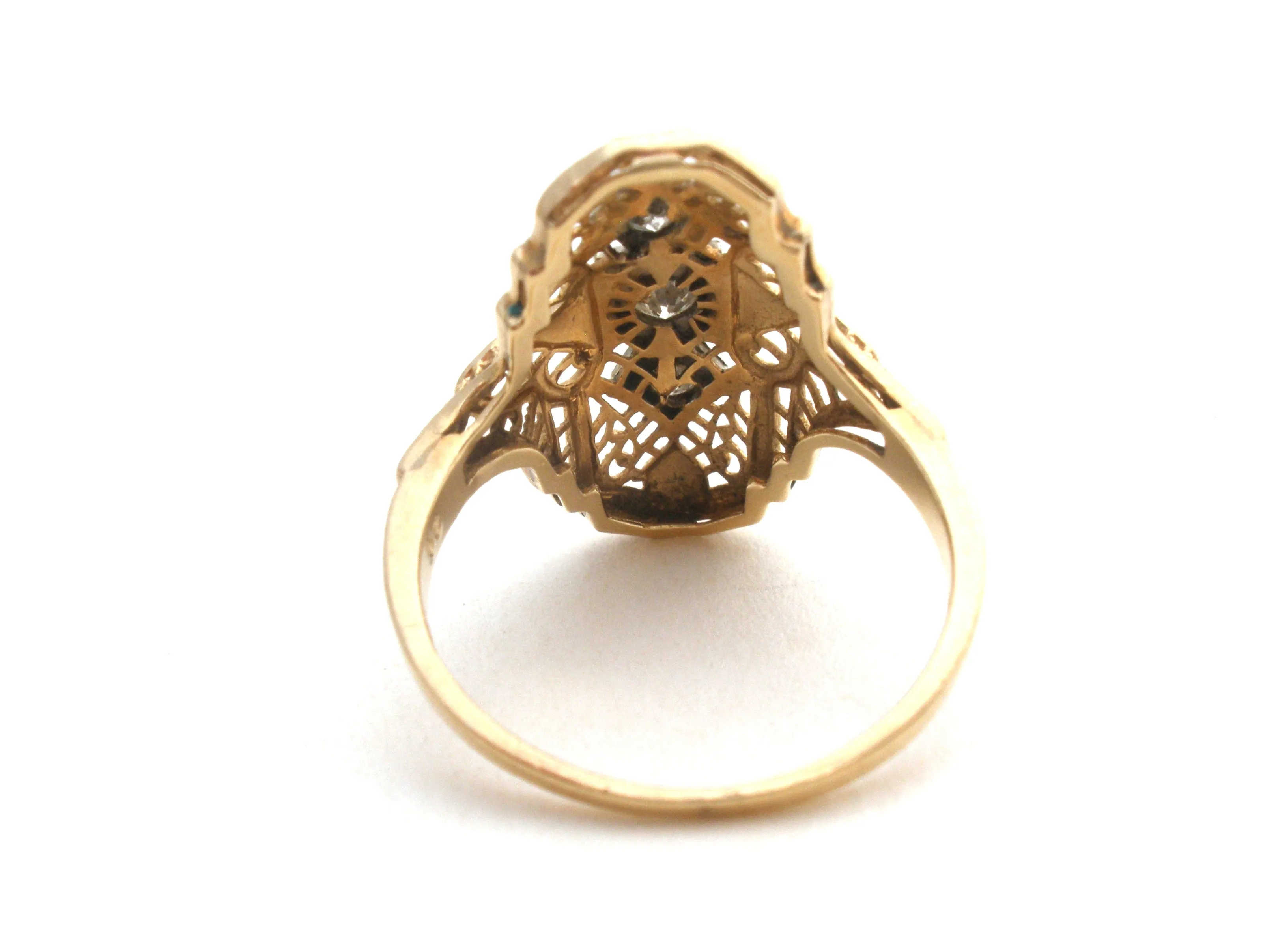 Art Deco 14K Yellow Gold Diamond Ring Size 7