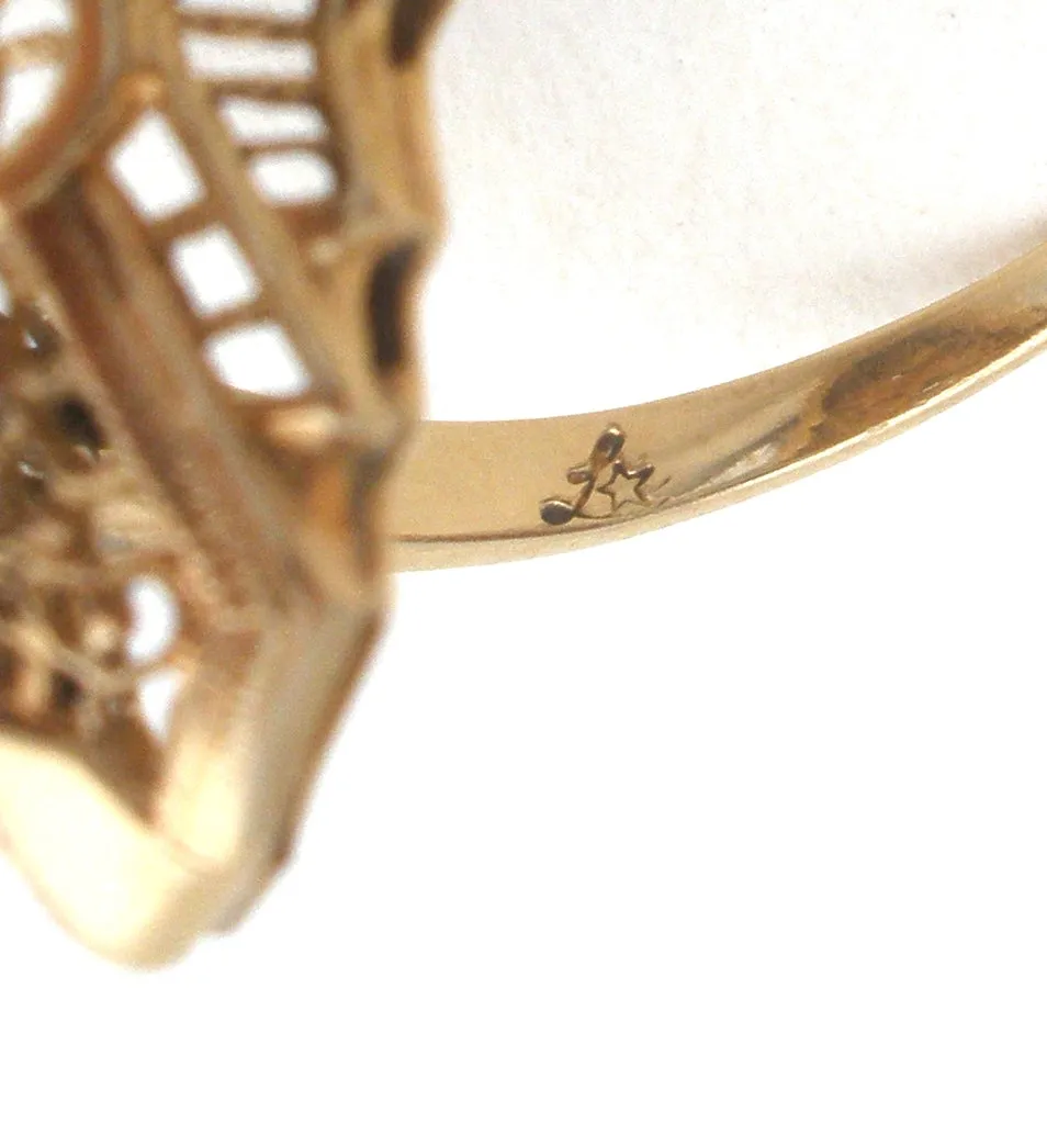 Art Deco 14K Yellow Gold Diamond Ring Size 7