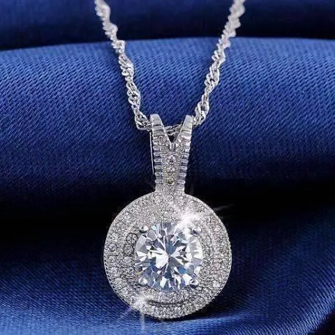 Belle Epoque Style Pendant Necklace with 1.25ct Swiss Cz in Platinum Plated Micro Pave' Setting For Woman