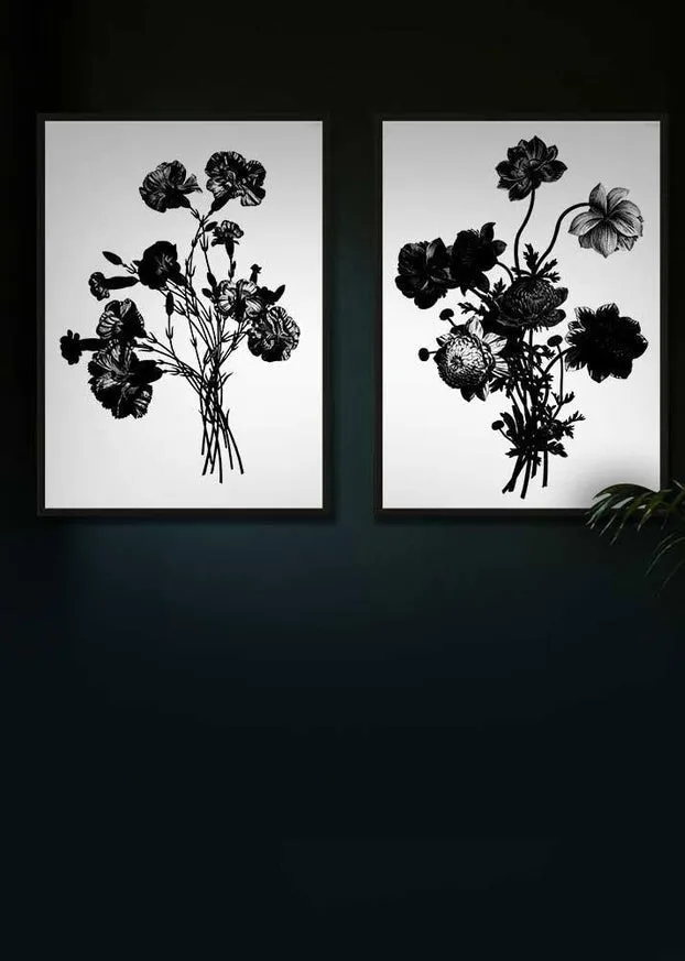 Black & White Vintage Bouquet Print Bundle