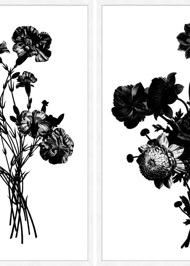 Black & White Vintage Bouquet Print Bundle