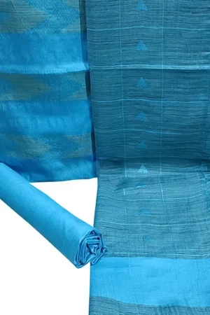Blue Bhagalpur Cotton Silk Suit Set - Elegant and Stylish