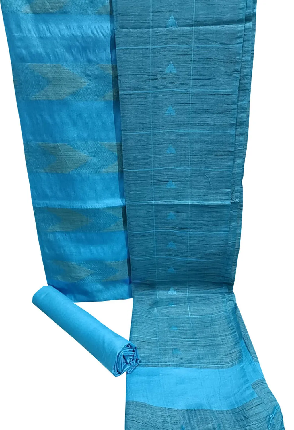 Blue Bhagalpur Cotton Silk Suit Set - Elegant and Stylish