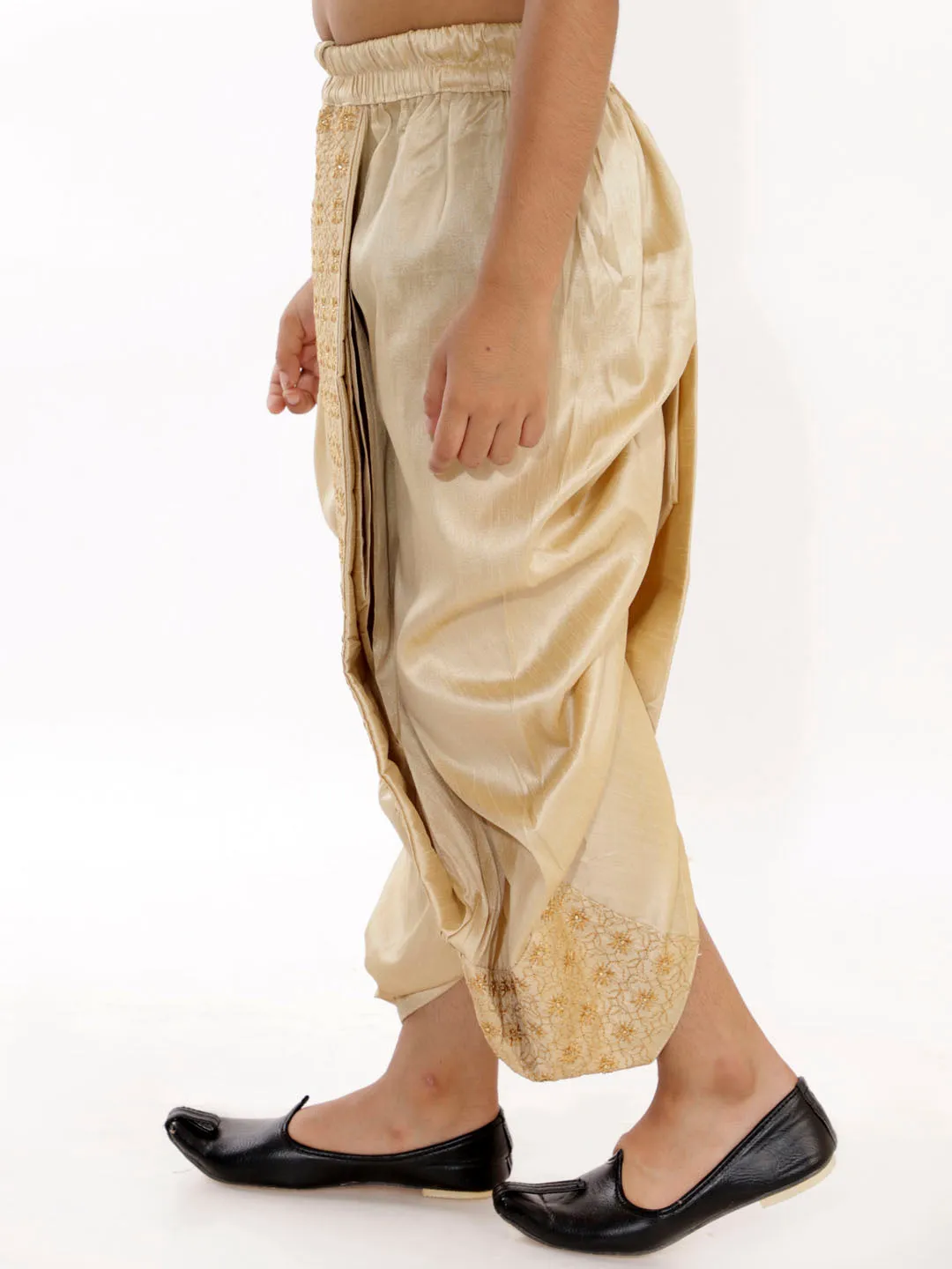 Boy's Gold Traditional Embroidered Dhoti - Vastramay Boys