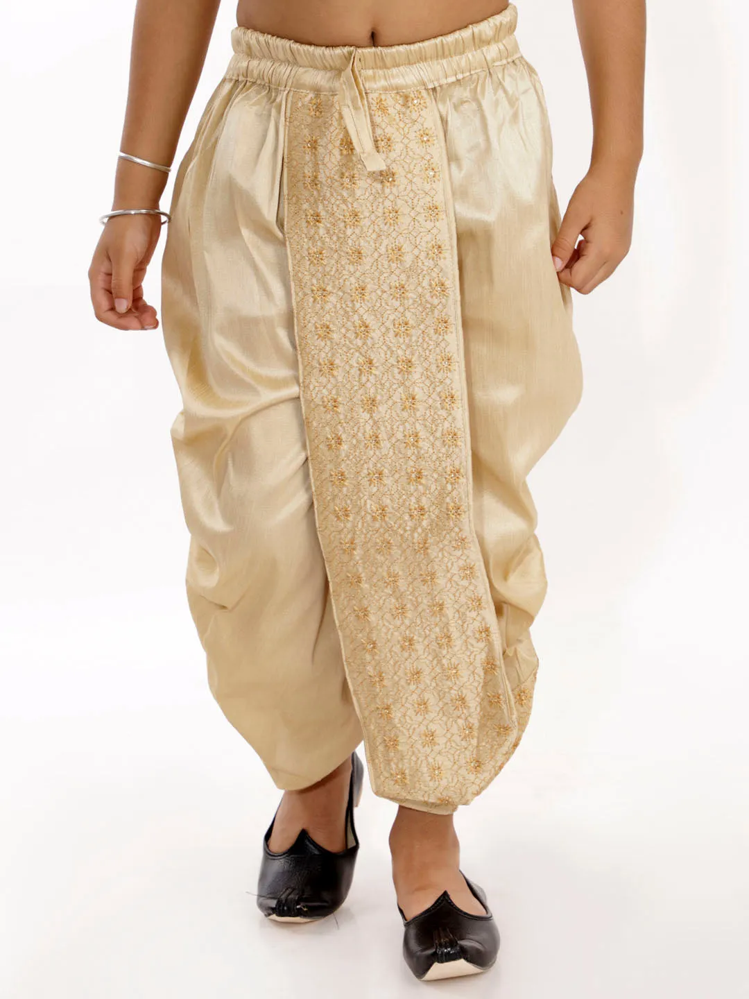 Boy's Gold Traditional Embroidered Dhoti - Vastramay Boys