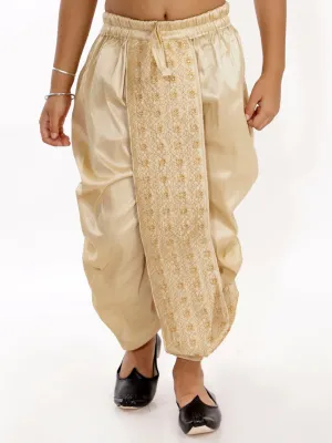 Boy's Gold Traditional Embroidered Dhoti - Vastramay Boys