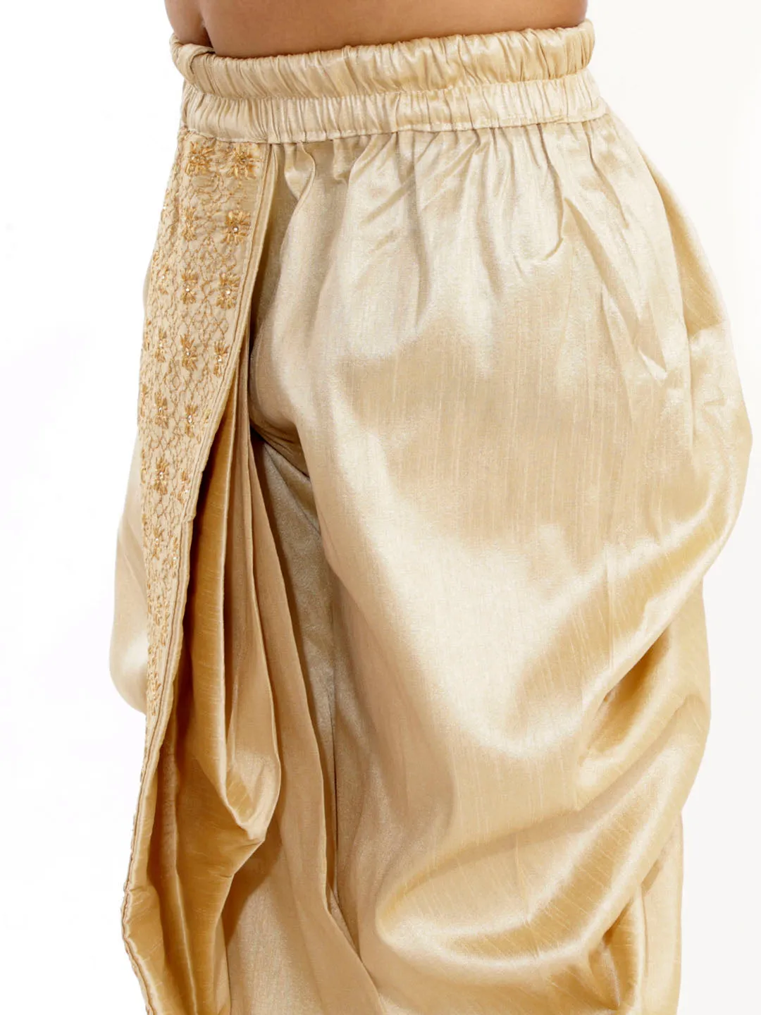 Boy's Gold Traditional Embroidered Dhoti - Vastramay Boys
