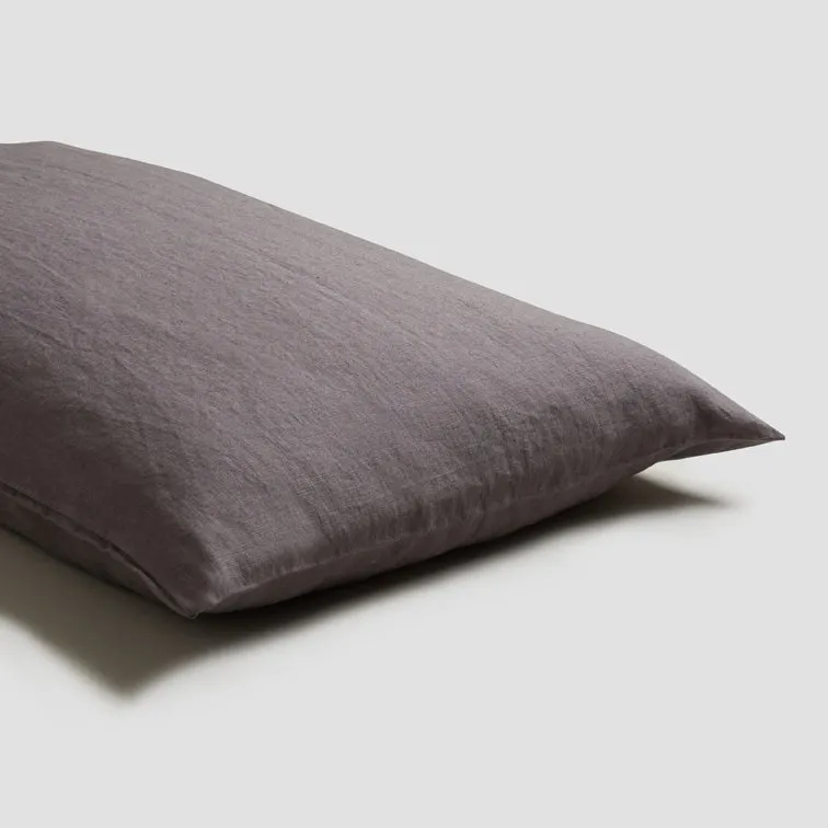Charcoal Gray 100% Linen Pillowcases (Pair)