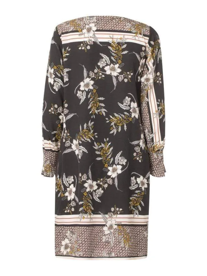Charlotte Sparre Hailey Black Patterned Silk Fold Sleeve Dress 2405