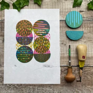 Circles 58/100 - Multi-Layered Block Print