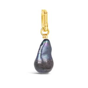 Detachable Black Baroque Pearl in Gold