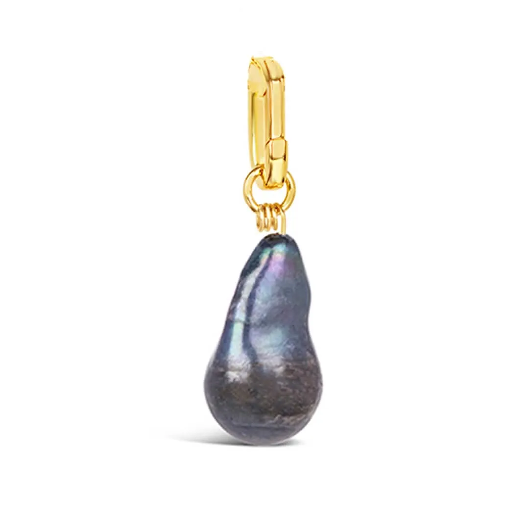 Detachable Black Baroque Pearl in Gold