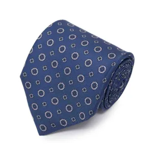 DUST BLUE AND GREY PATTERN SILK TIE