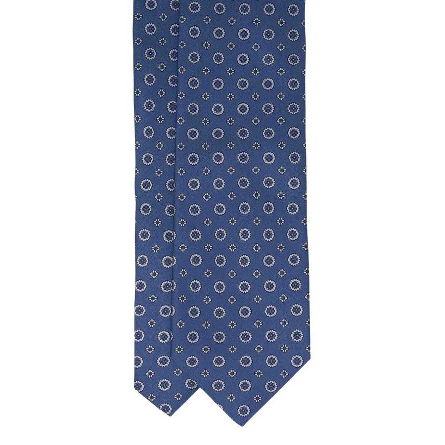 DUST BLUE AND GREY PATTERN SILK TIE