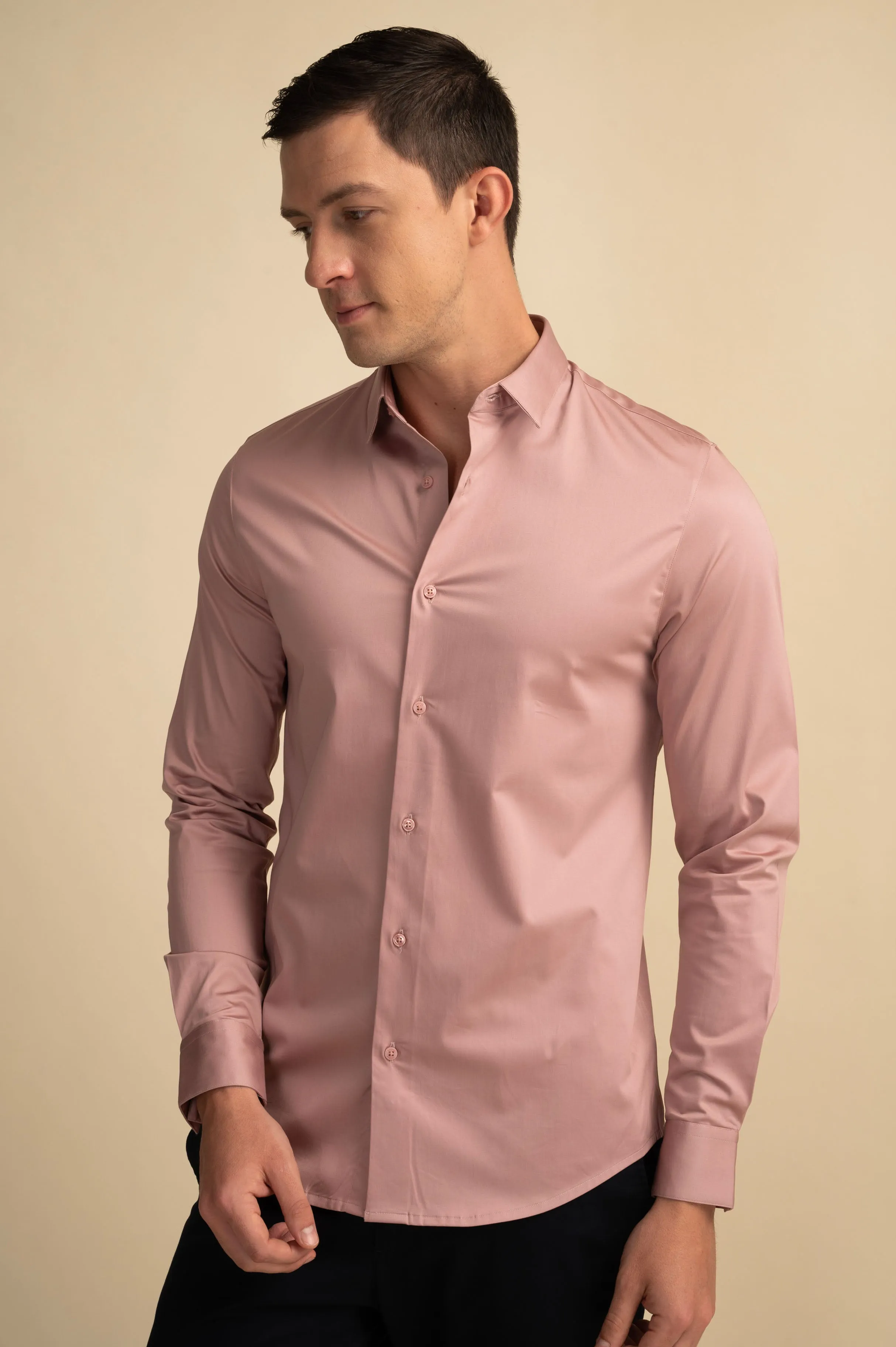 Dusty Rose Stretch Satin Shirt