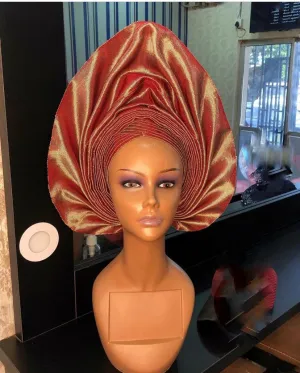 Elegant Pre-Tied Asooke Headwrap for African Women