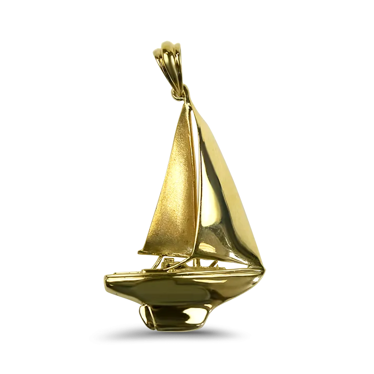 Estate 14K Yellow Gold Sailboat Pendant