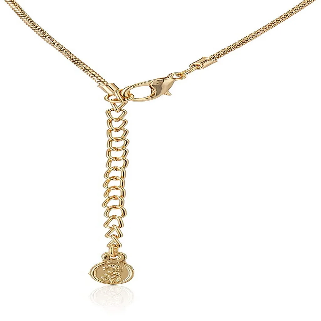Estele 24 CT gold plated american diamond and ruby Necklace Set for Women
