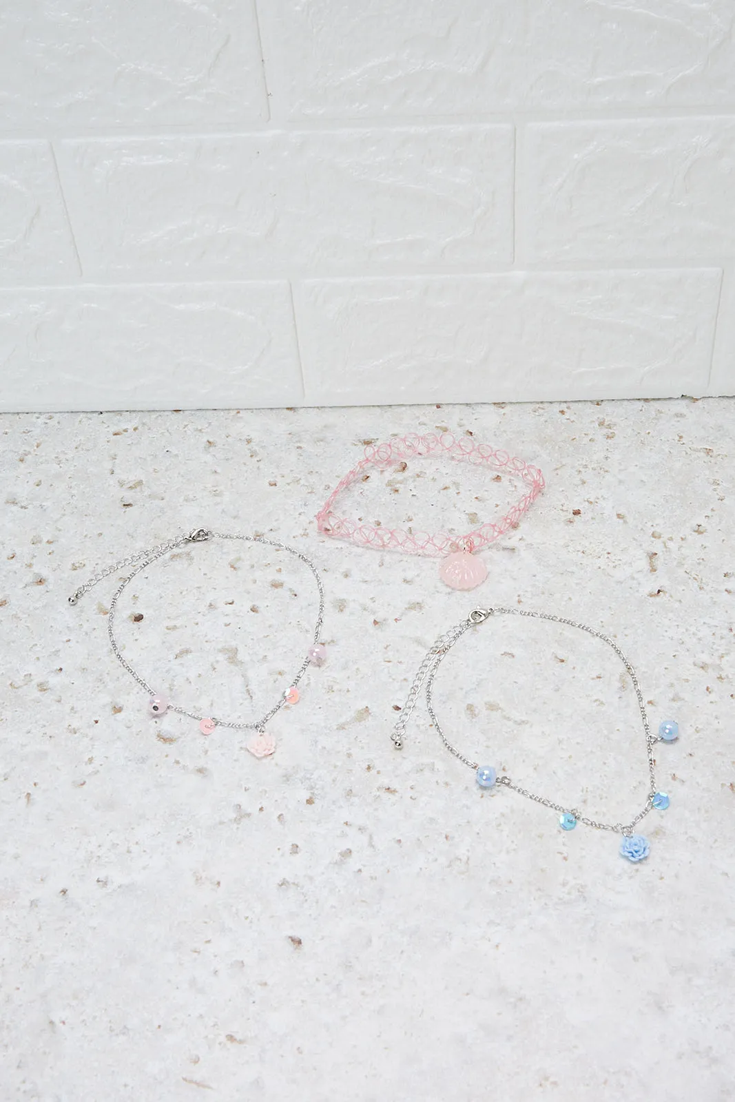 Girls Pink And Blue Necklace Set (Pack of 3)