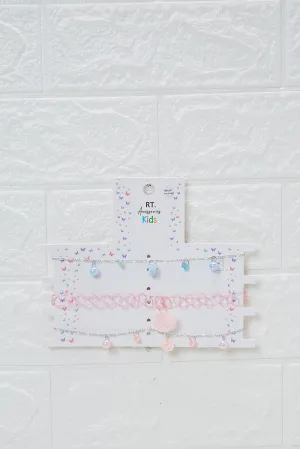 Girls Pink And Blue Necklace Set (Pack of 3)
