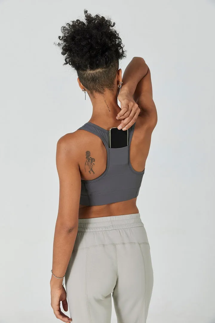 Hitense™ Racerback Sports Bra-Charcoal Grey