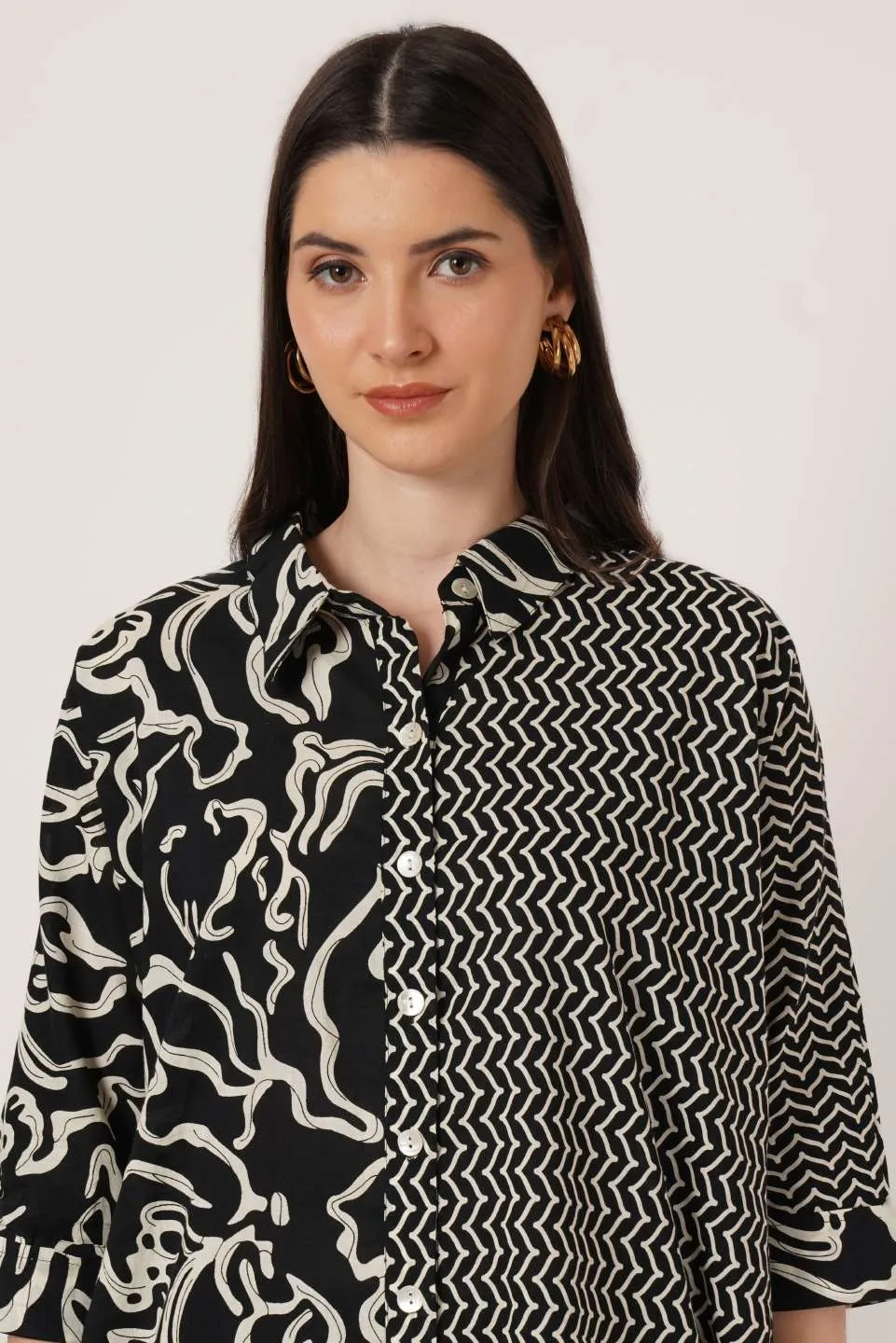 Jaipuri Cotton Oversized Shirt With Graphic Prints For Women