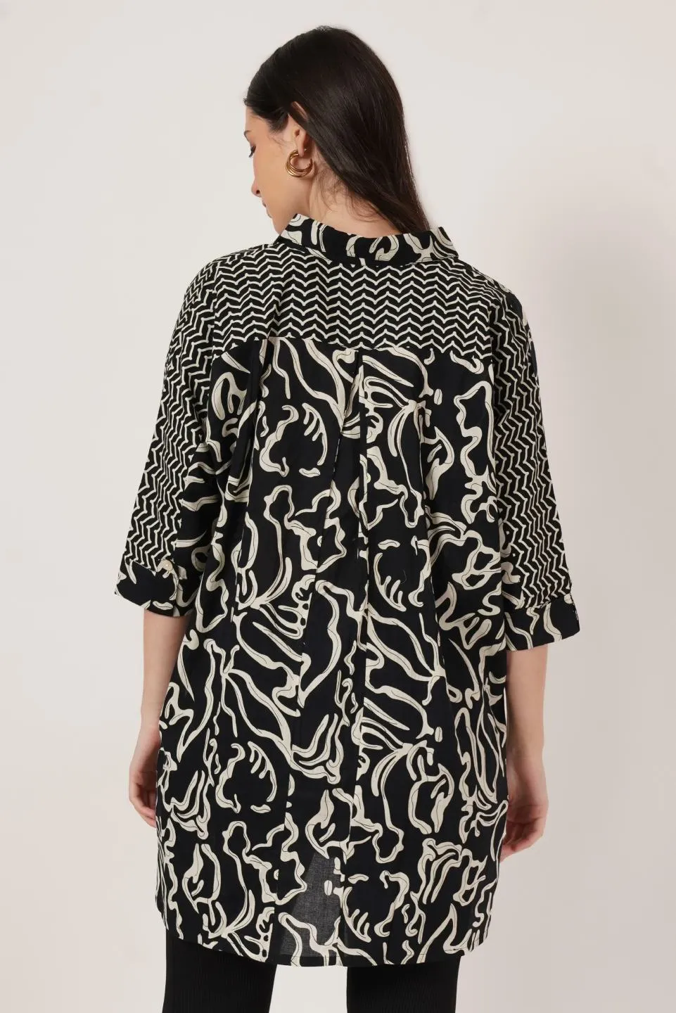 Jaipuri Cotton Oversized Shirt With Graphic Prints For Women