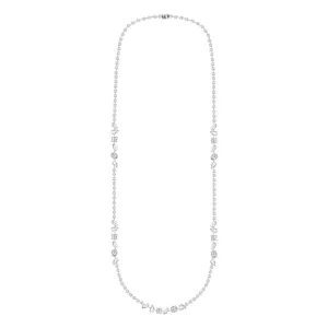 Laureate: Silver rhodium plated multi-shaped marquise and pear CZ, 32 1/8" long necklace