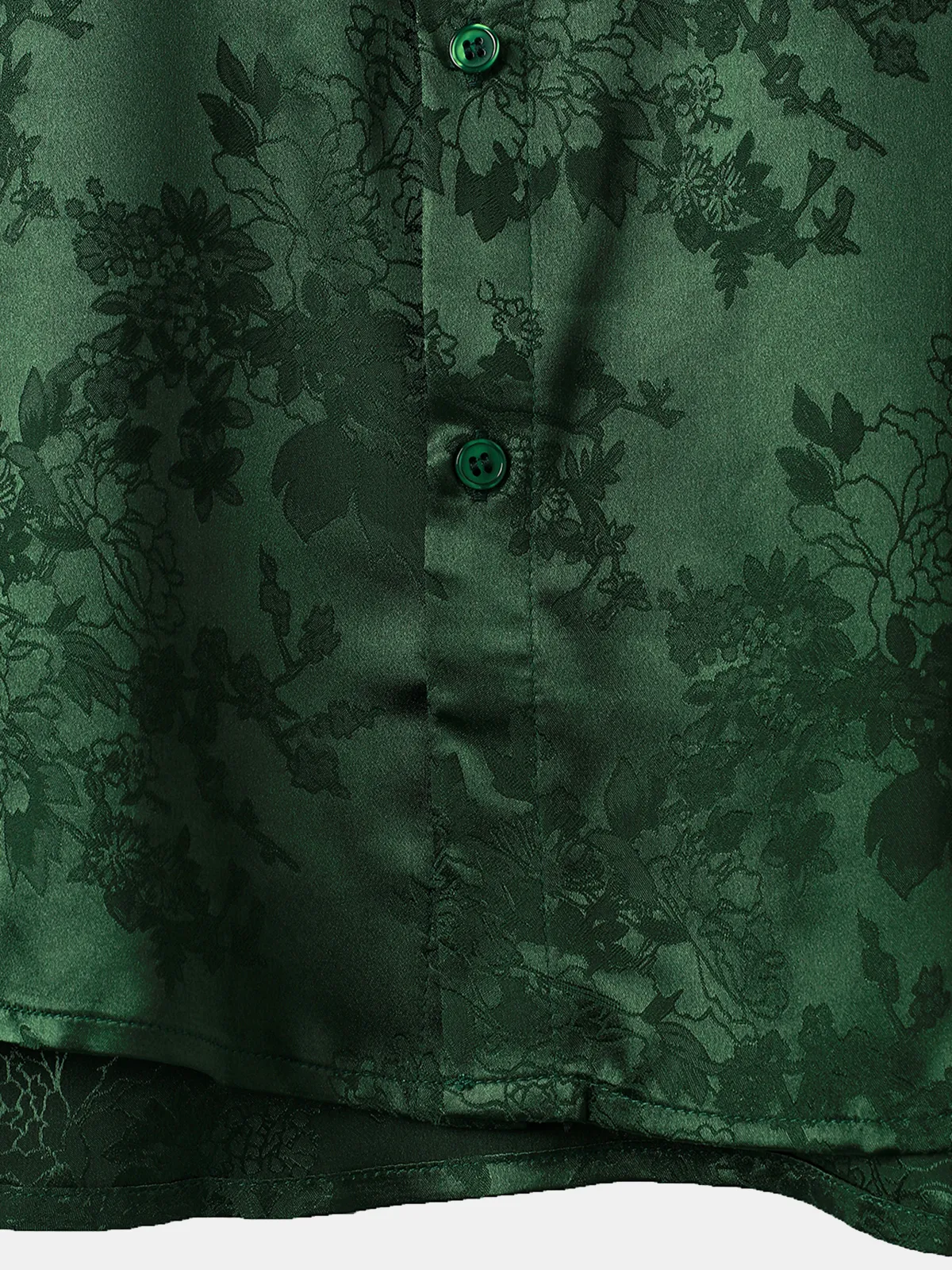 Men's Jacquard Pocket Silk Satin Floral Short Sleeve Shirt