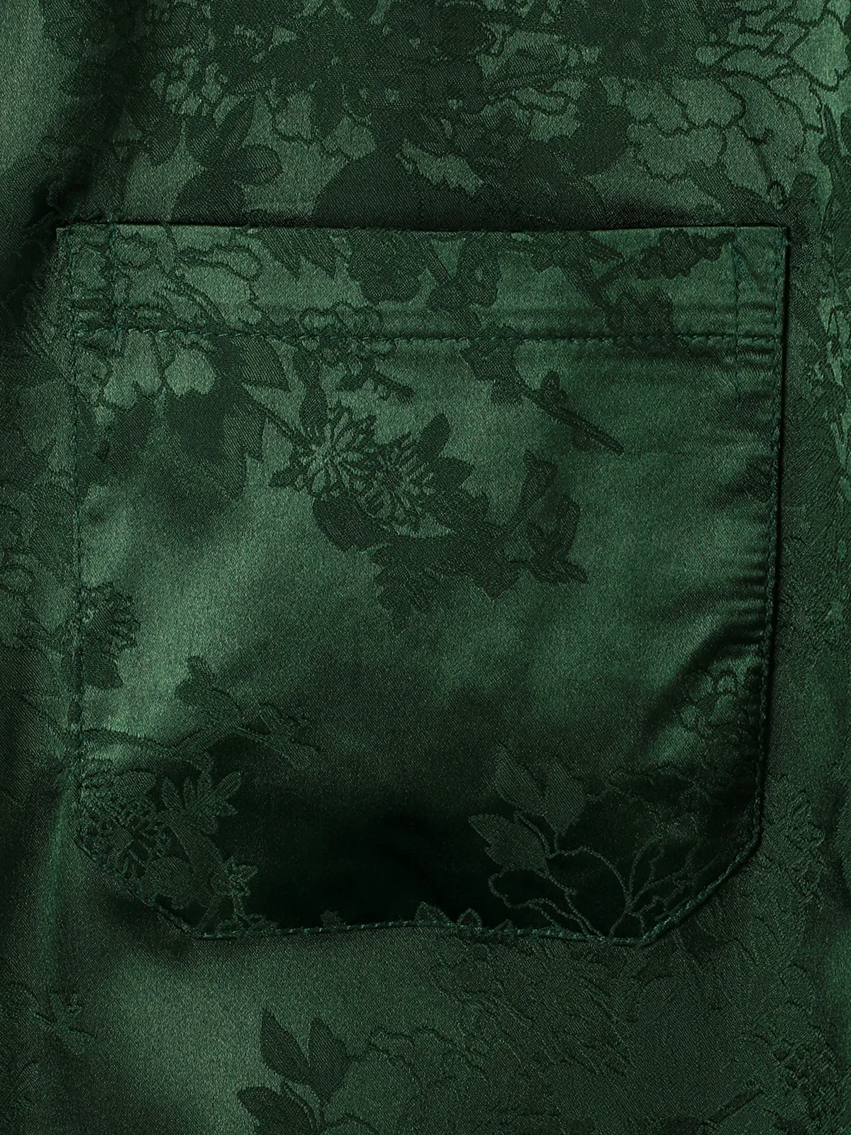 Men's Jacquard Pocket Silk Satin Floral Short Sleeve Shirt