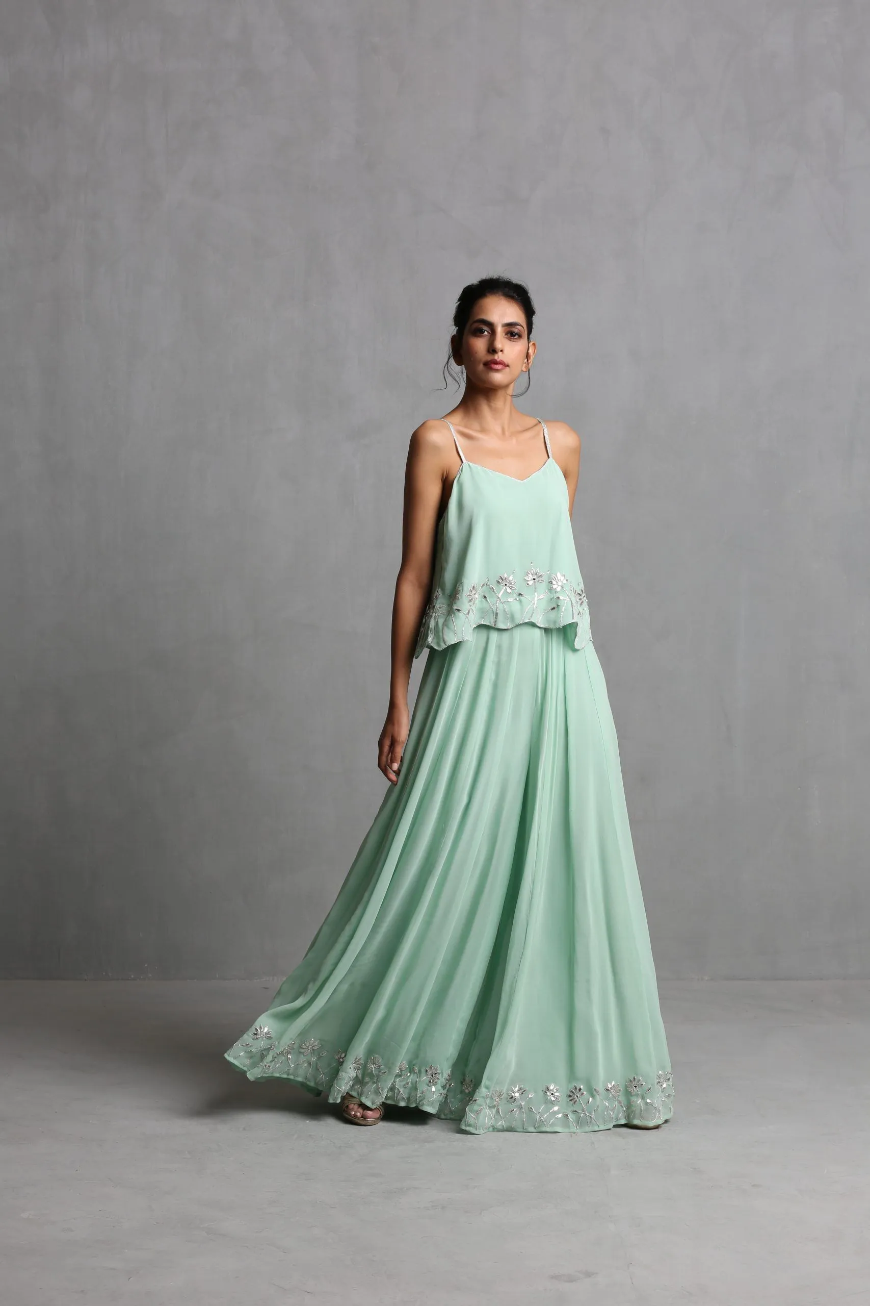 mint green spaghetti crop top