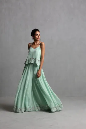 mint green spaghetti crop top