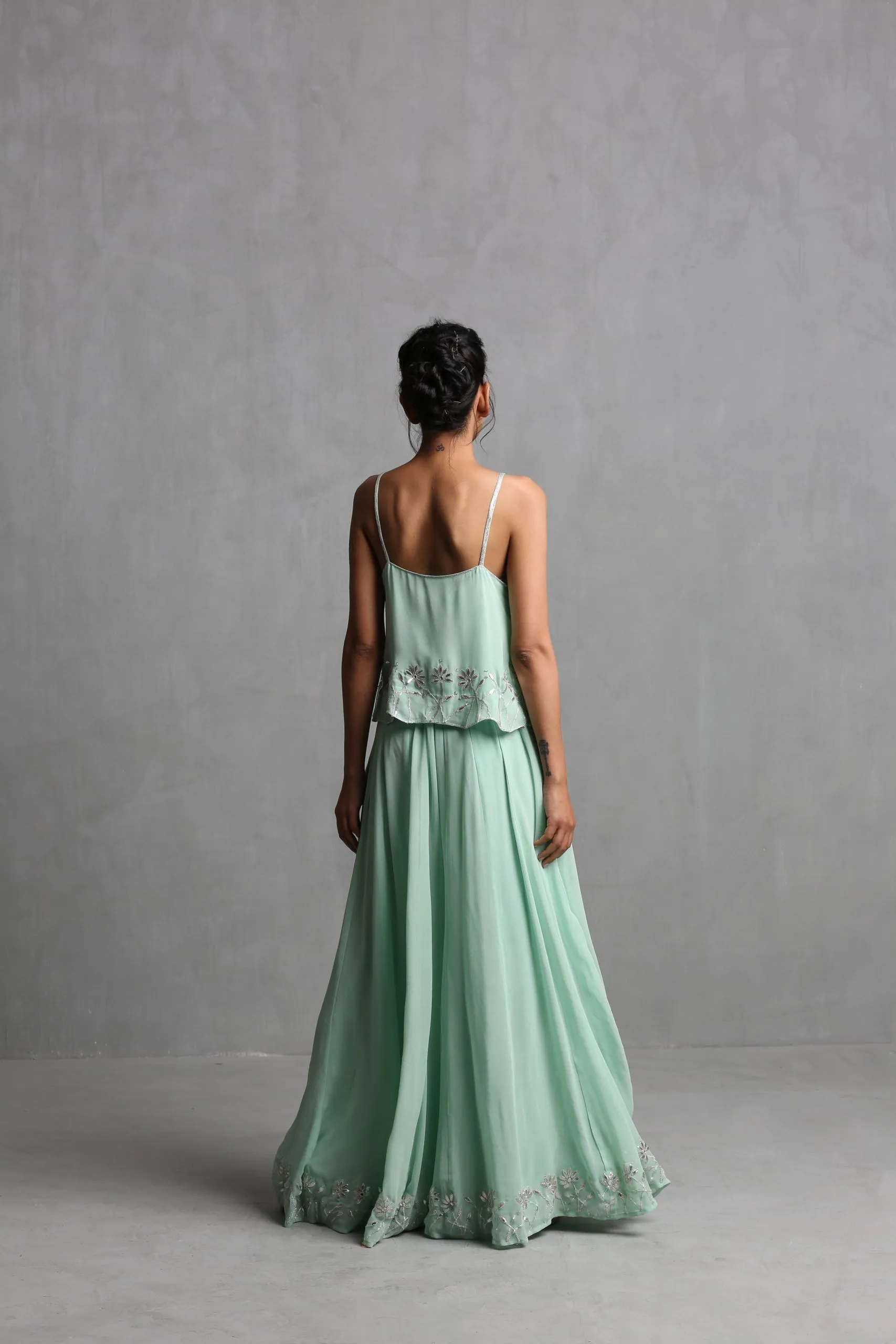 mint green spaghetti crop top