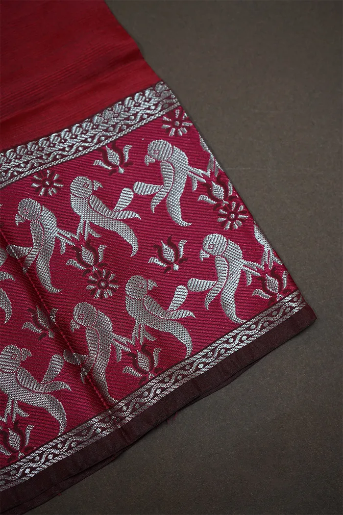 MINT GREEN WITH DEEP CARAMINE MANGALGIRI SAREE