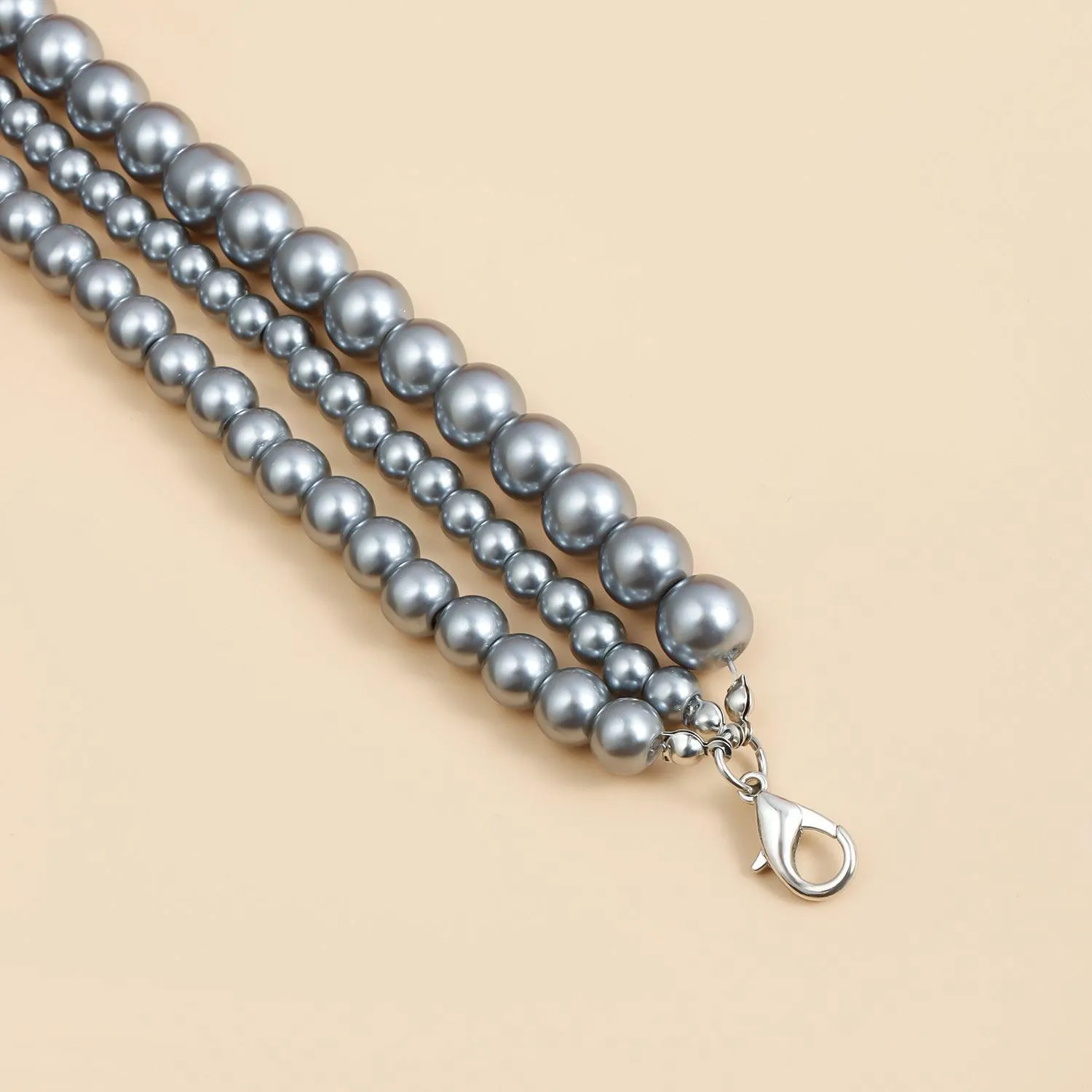 Multi-Layer Painted Glass Beaded Diamond Cross Necklace Clavicle Chain