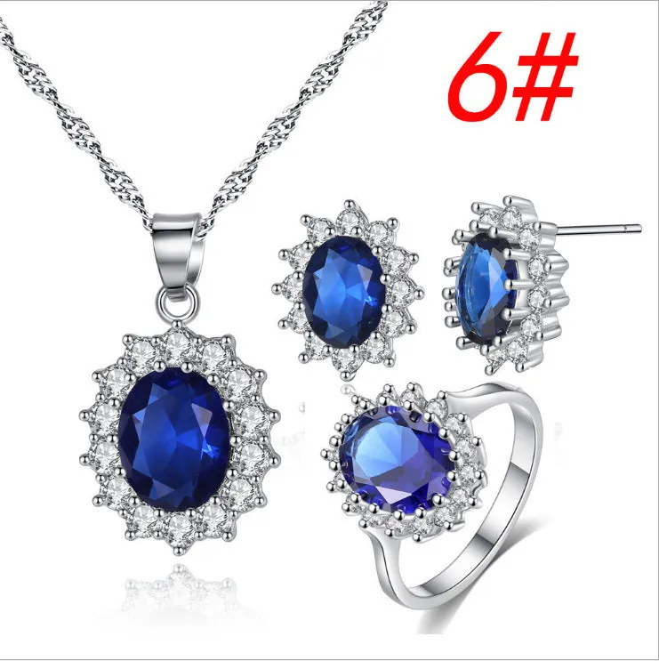 Necklace Ring Stud Earrings Bridal Jewelry Set