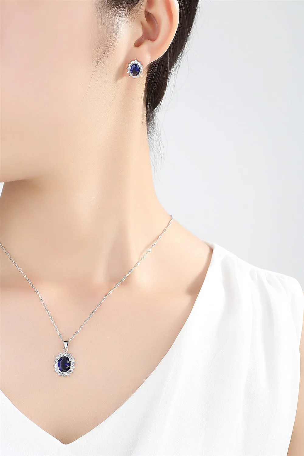 Necklace Ring Stud Earrings Bridal Jewelry Set