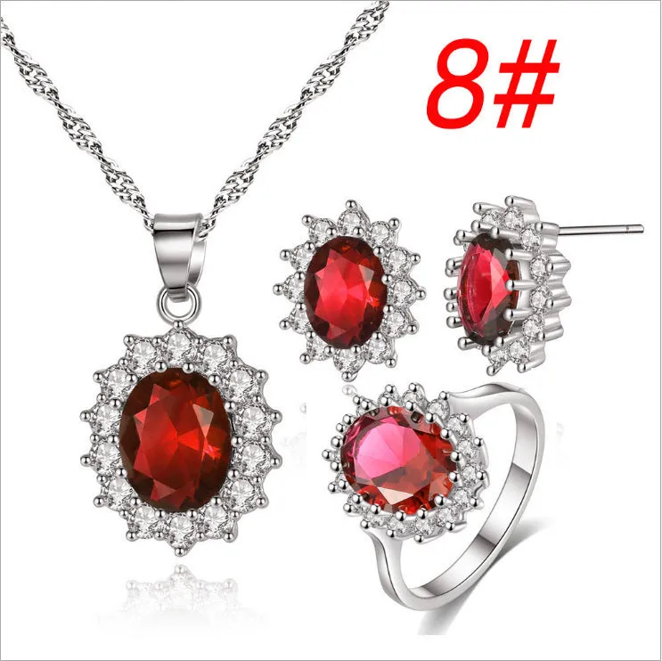 Necklace Ring Stud Earrings Bridal Jewelry Set