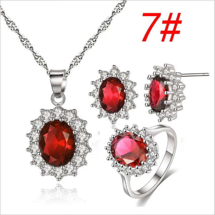 Necklace Ring Stud Earrings Bridal Jewelry Set