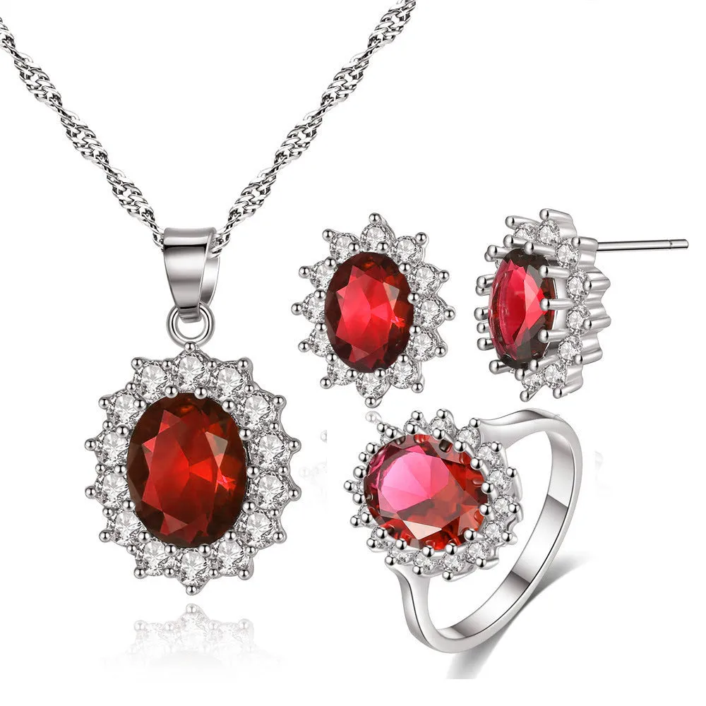 Necklace Ring Stud Earrings Bridal Jewelry Set