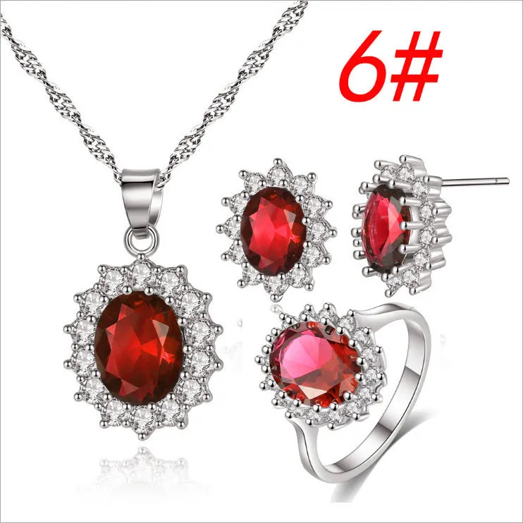 Necklace Ring Stud Earrings Bridal Jewelry Set