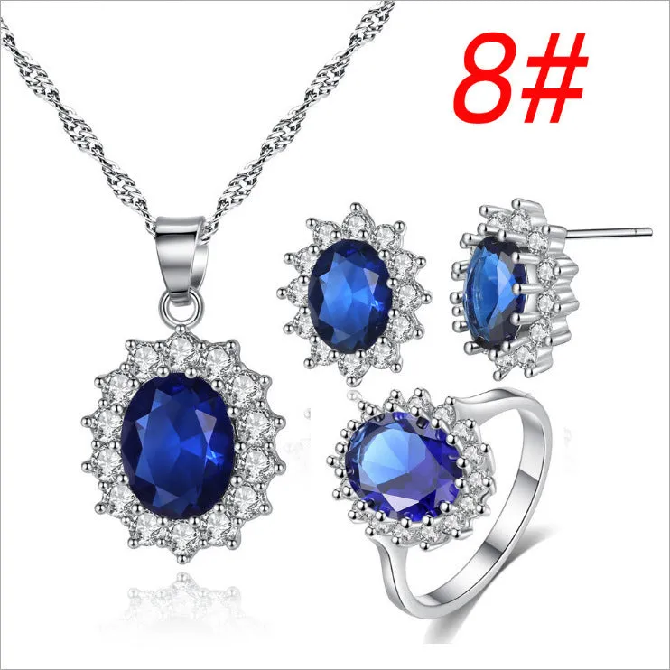 Necklace Ring Stud Earrings Bridal Jewelry Set